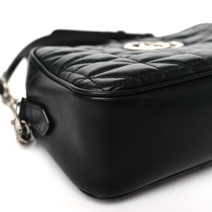 Gucci Calfskin Matelasse Aria Small GG Marmont Chain Shoulder Bag Black 9 of 11