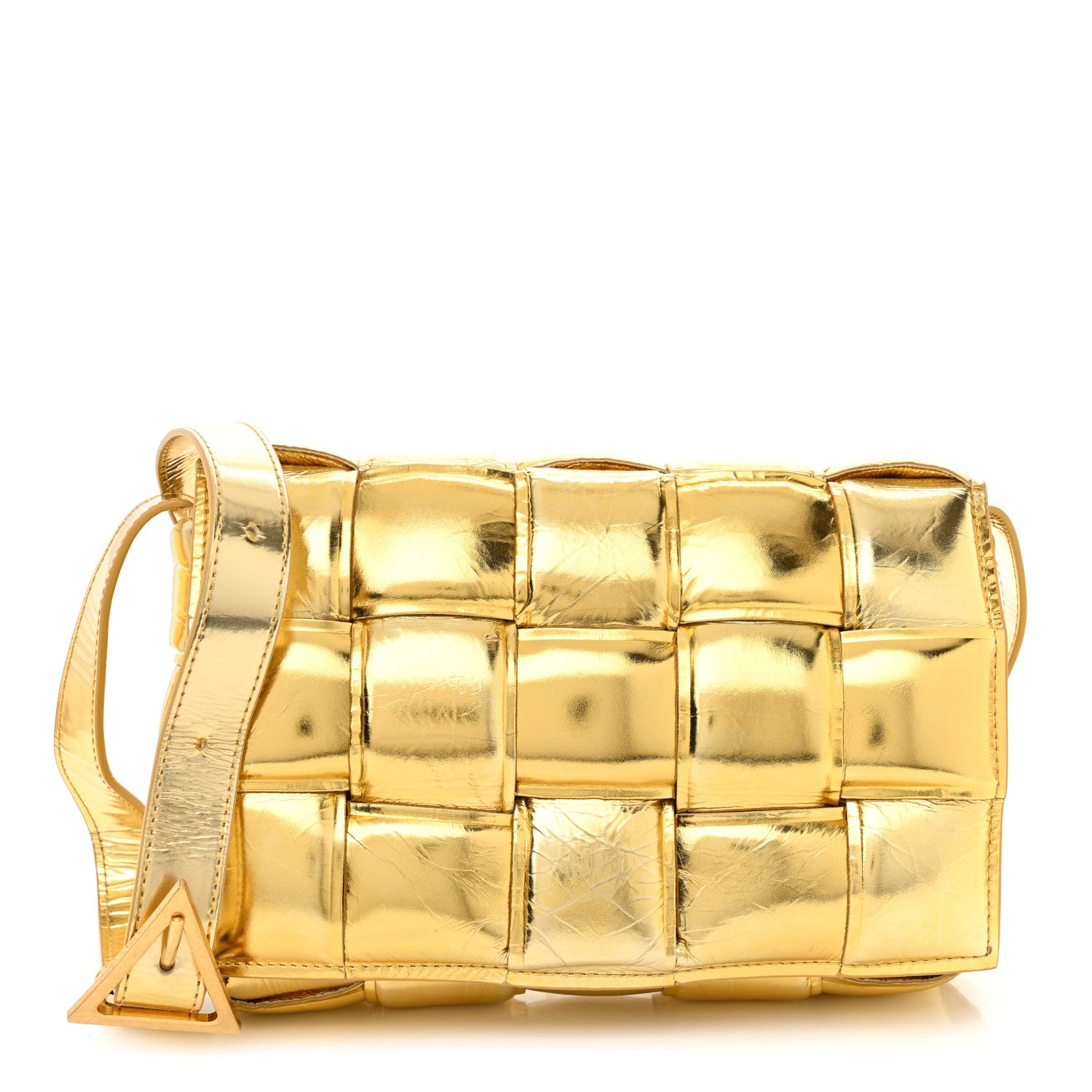 Bottega Veneta Mirror Lambskin Maxi Intreccio Padded Cassette Crossbody Bag Gold 1 of 12