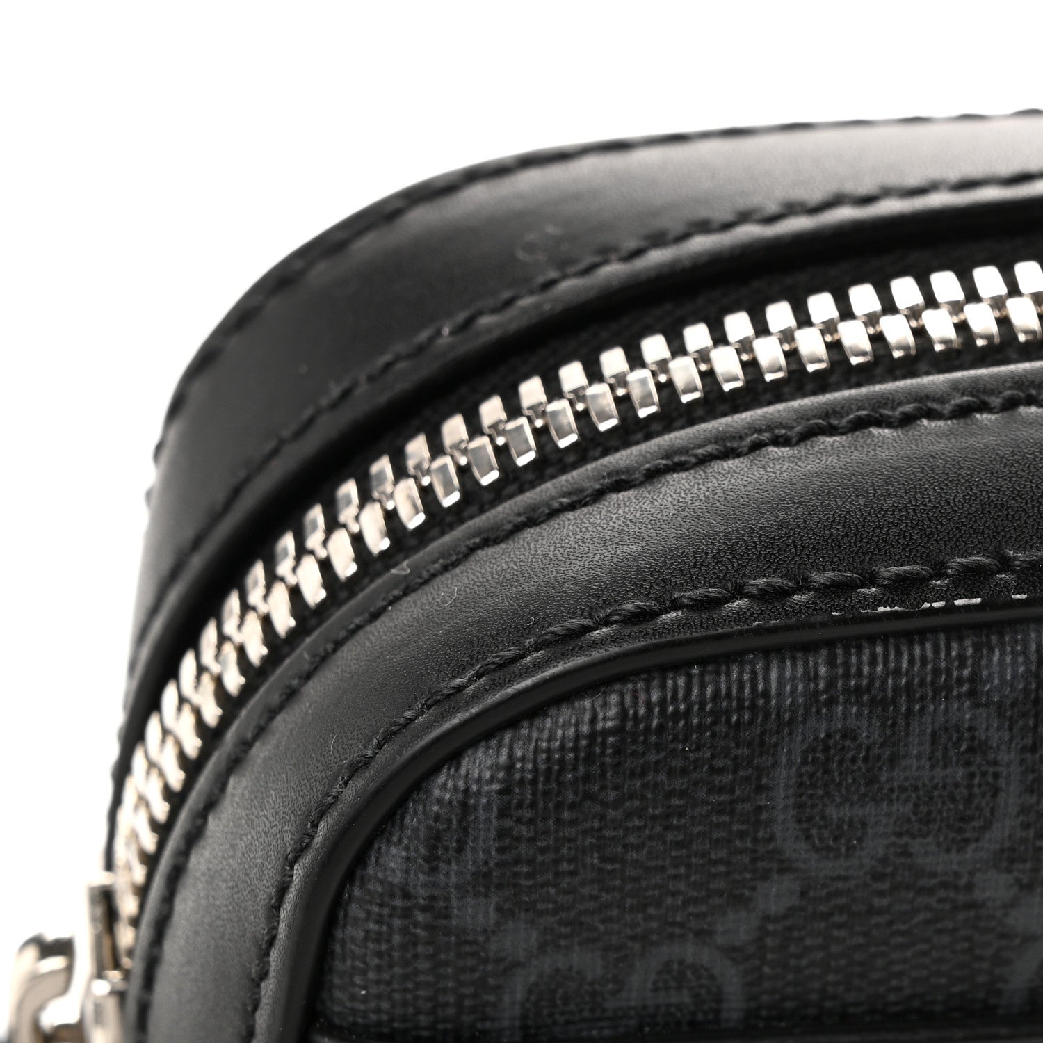 Gucci GG Supreme Monogram Appia Calfskin Web Small Camera Messenger Bag Black Grey 11 of 11