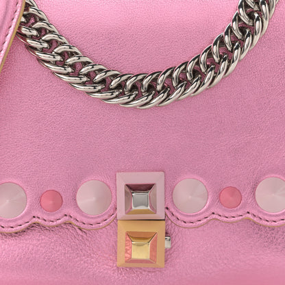 Fendi Vitello Catalan Mirror Scalloped Multi Studded Small Kan I Shoulder Bag Fuxia Chiaro 10 of 10