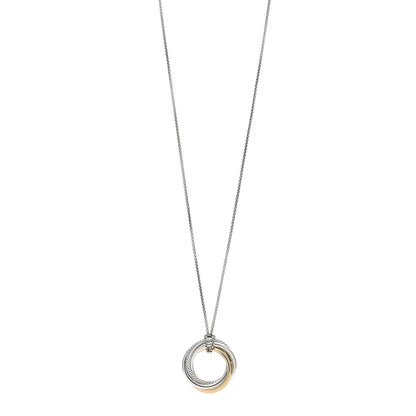 David Yurman Sterling Silver 14K Yellow Gold 28mm Crossover Pendant Necklace 1 of 4
