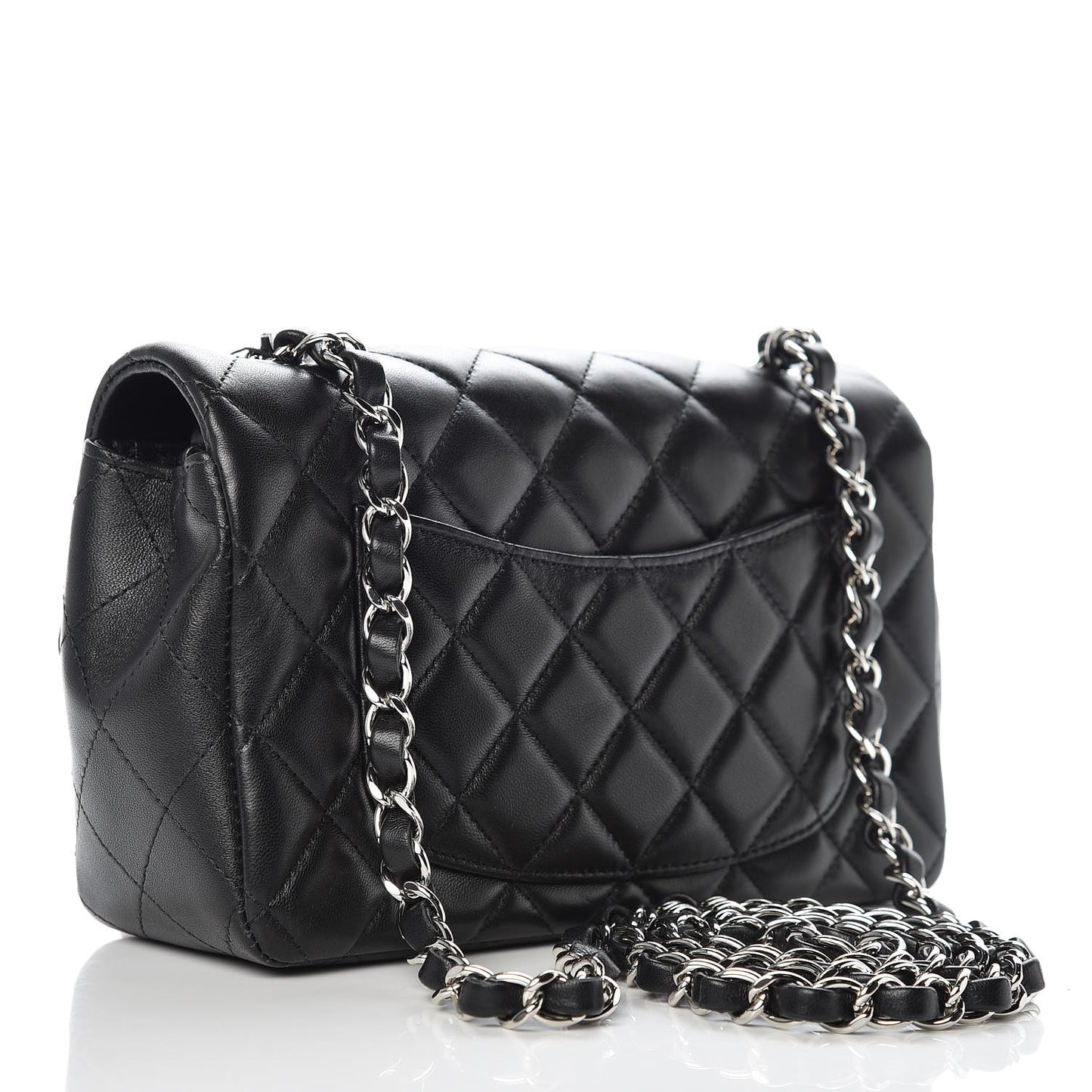 Lambskin Quilted Mini Rectangular Flap Black