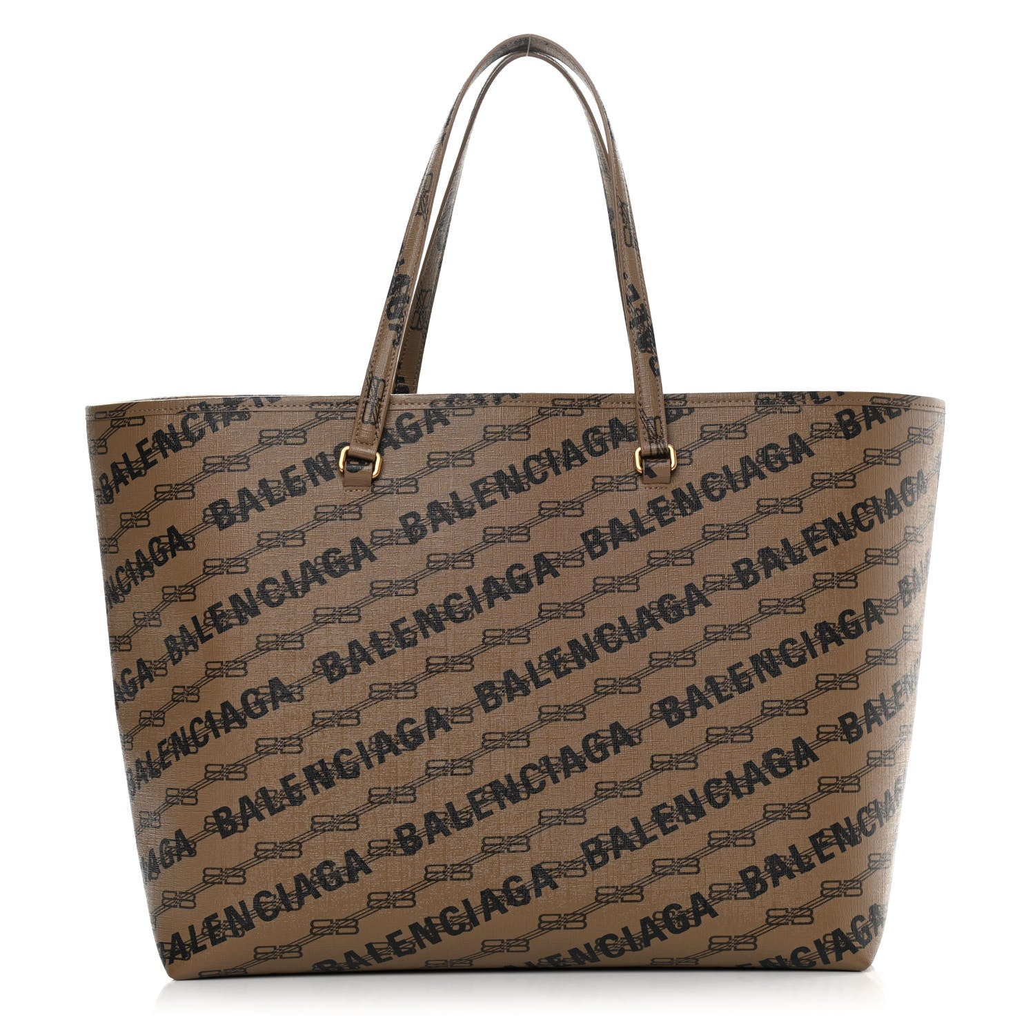 Balenciaga Coated Canvas BB Monogram Allover Logo Signature Tote Beige Brown Black 1 of 11