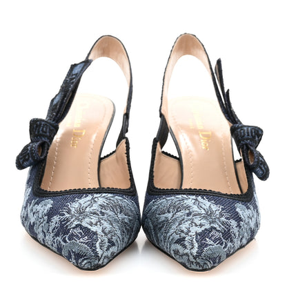 Christian Dior Denim Ribbon Floral Print J Adior Slingback 65mm Pumps 35 Blue Multicolor 3 of 10