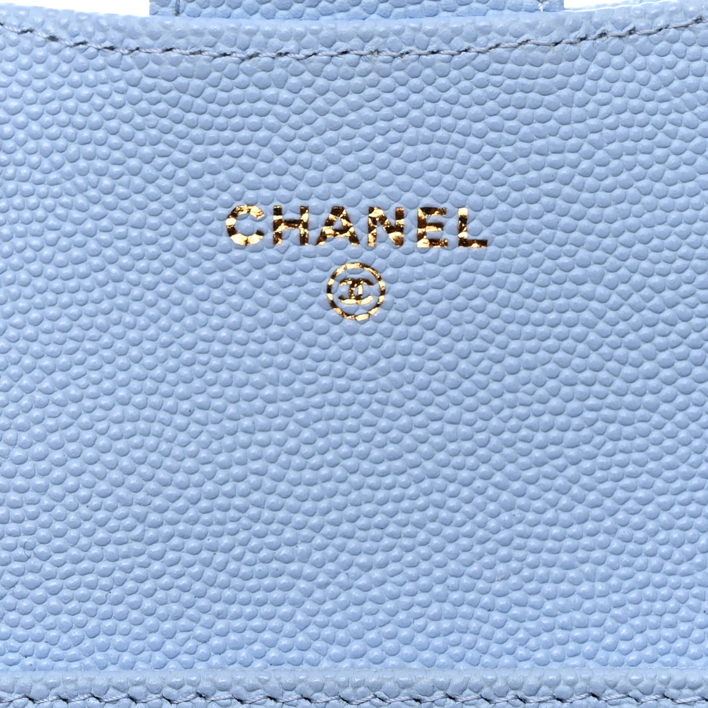 Caviar Quilted Flap Card Holder Wallet Light Blue