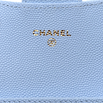 Chanel Caviar Quilted Flap Card Holder Wallet Light Blue 6 of 10