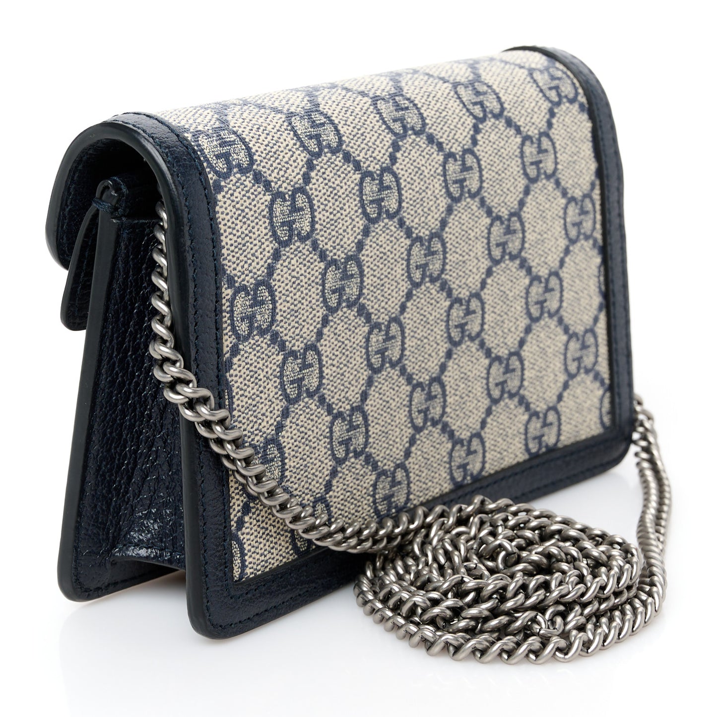 GG Supreme Monogram Textured Dollar Calfskin Super Mini Dionysus Shoulder Bag Beige Blue