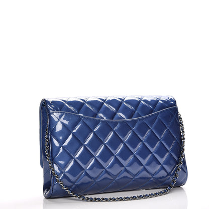 Chanel Patent Quilted Clutch with Chain Flap Blue Roi 4 of 17
