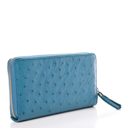Gucci Ostrich Soho Zip Around Wallet Teal 3 of 7