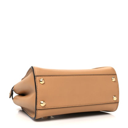 Fendi Vitello Seta Canvas FF Embroidered Mini Peekaboo Iconic Satchel Miele Scuro Poudre 4 of 10