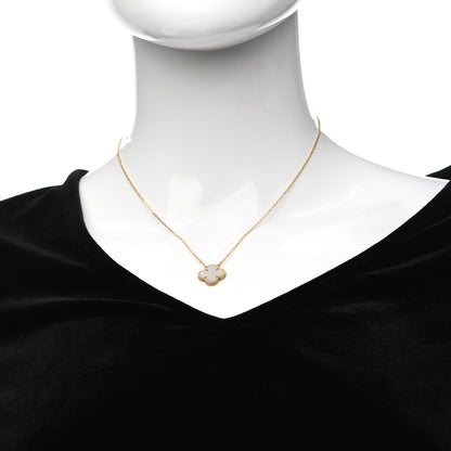 Van Cleef & Arpels 18K Yellow Gold Mother of Pearl Vintage Alhambra Pendant Necklace 2 of 6