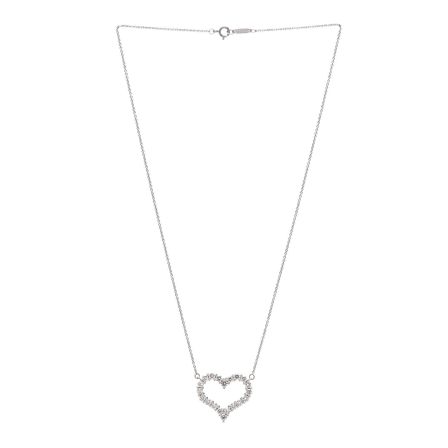 Tiffany Platinum Diamond 1.96ctw Heart Pendant Necklace 2 of 5