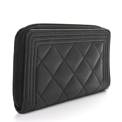 Chanel Caviar Quilted Small Boy Zip Around Wallet So Black 3 of 11