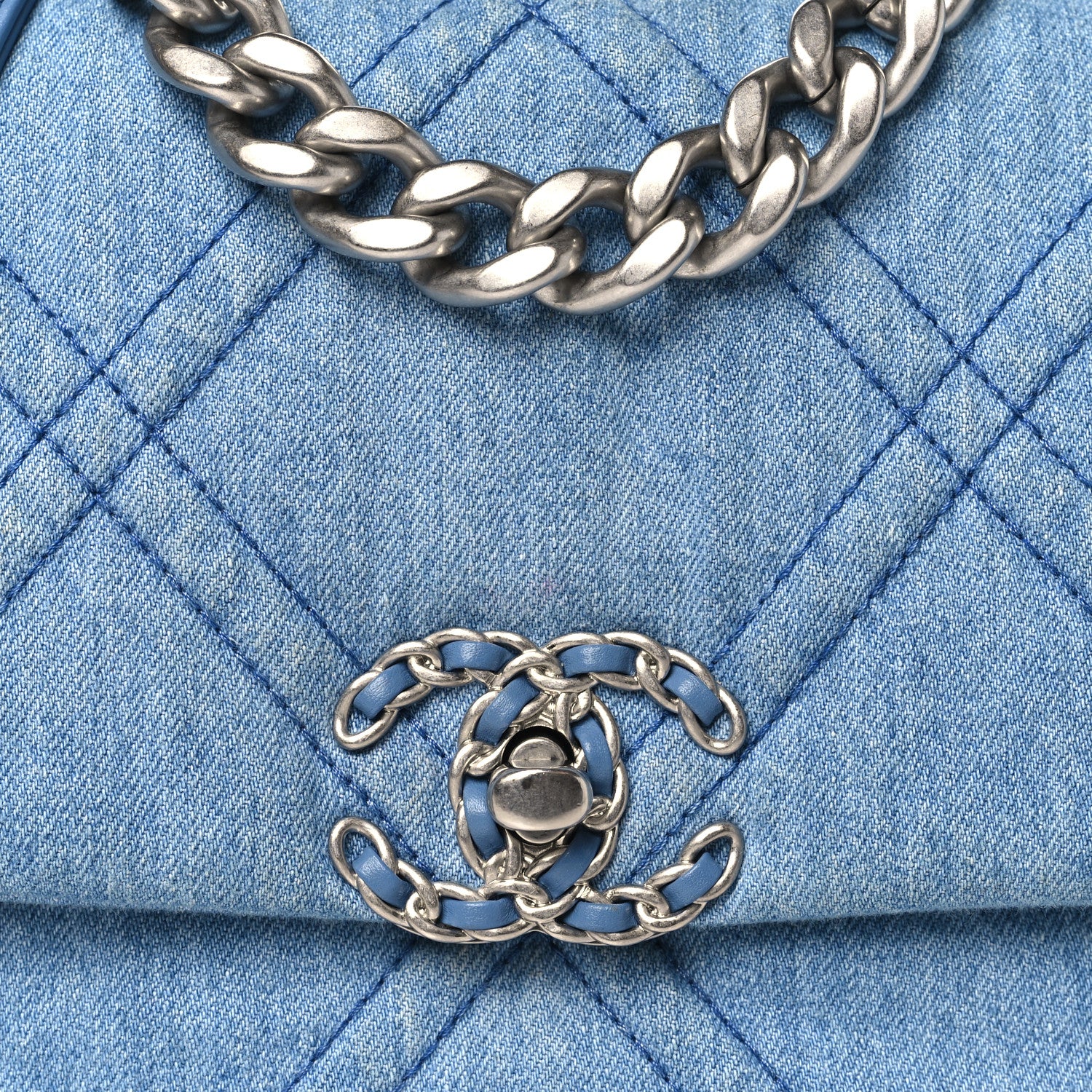 Chanel Denim Quilted Medium Chanel 19 Flap Blue 8 of 10