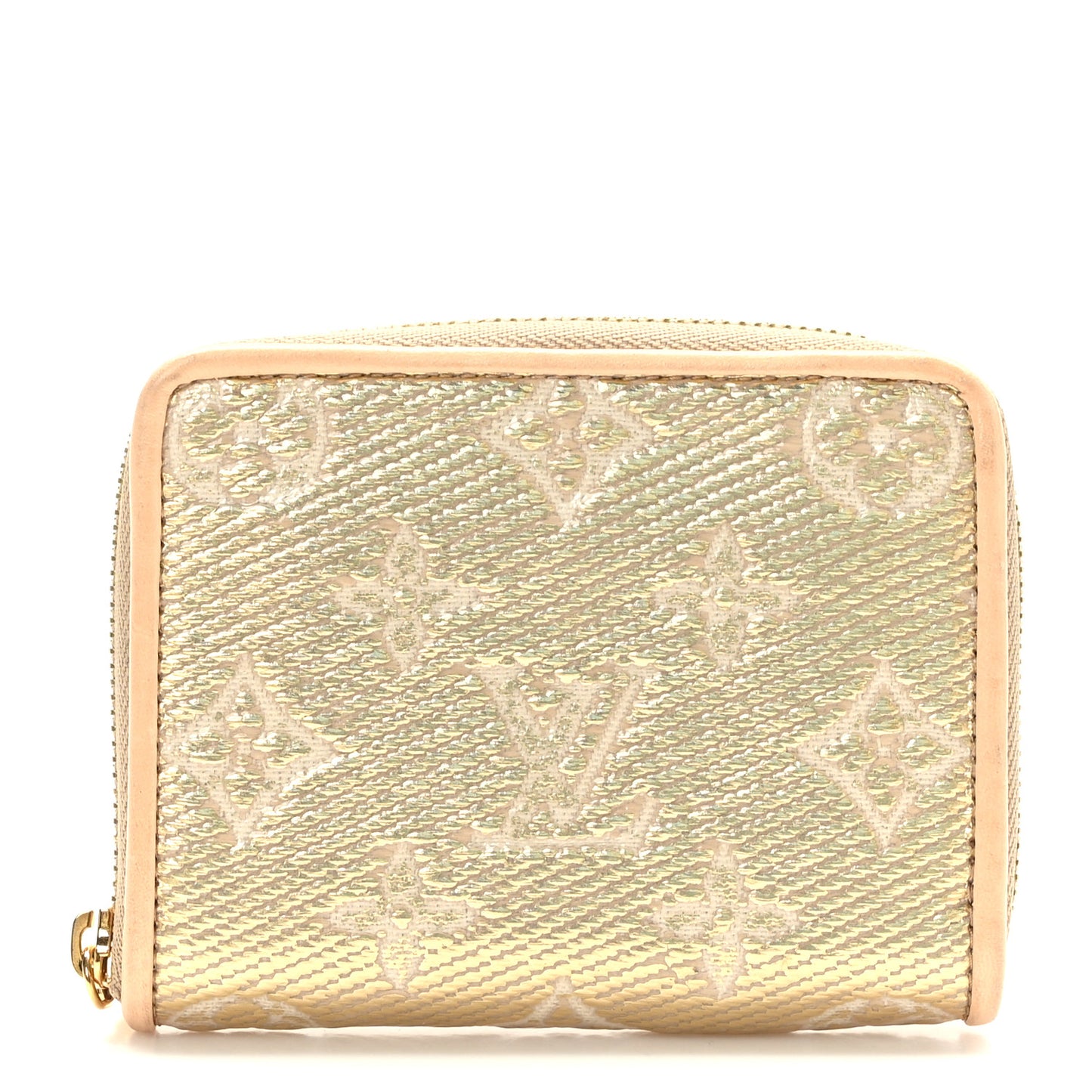 Hollographic Monoglam Zippy Coin Purse Wallet Beige