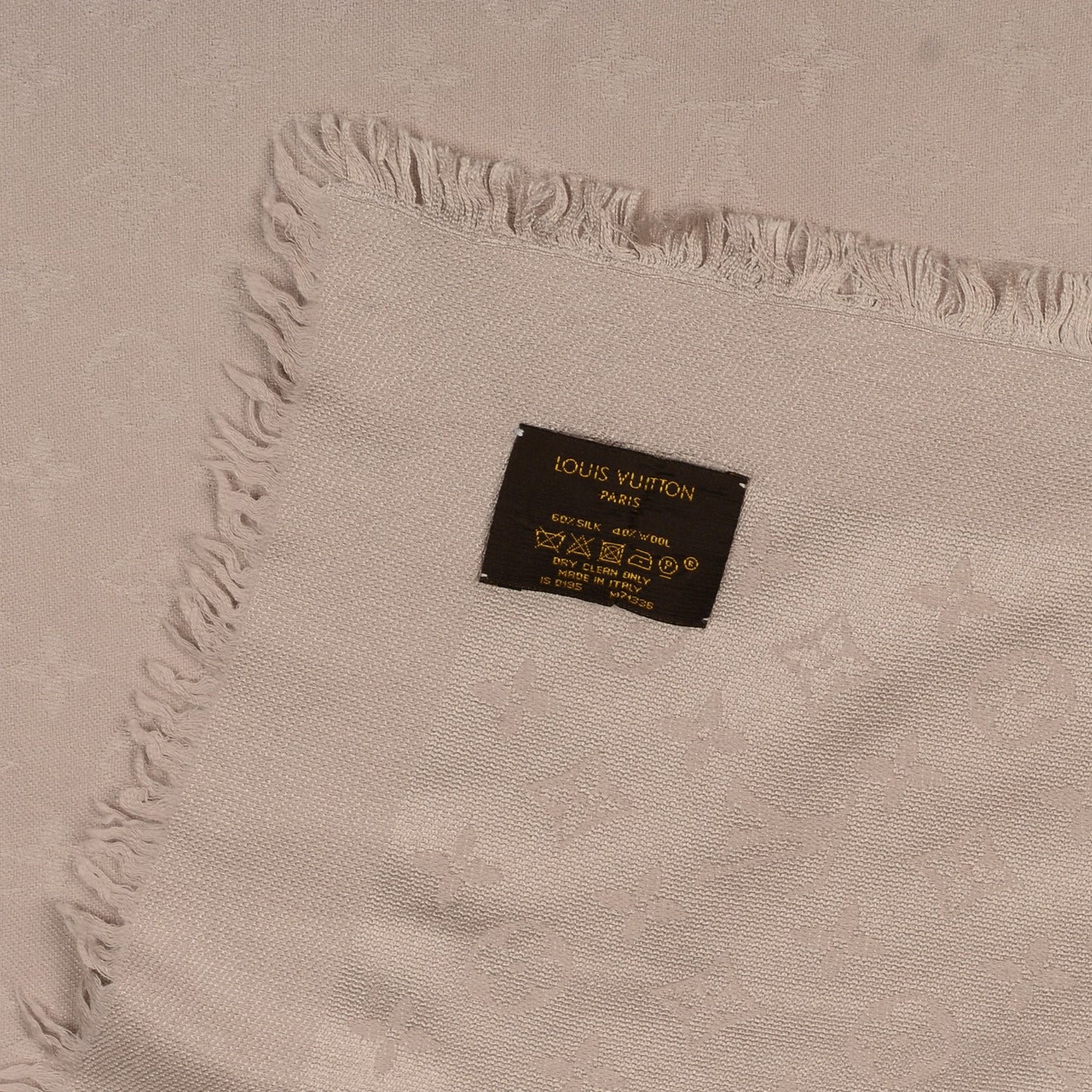 Silk Wool Monogram Shawl Beige