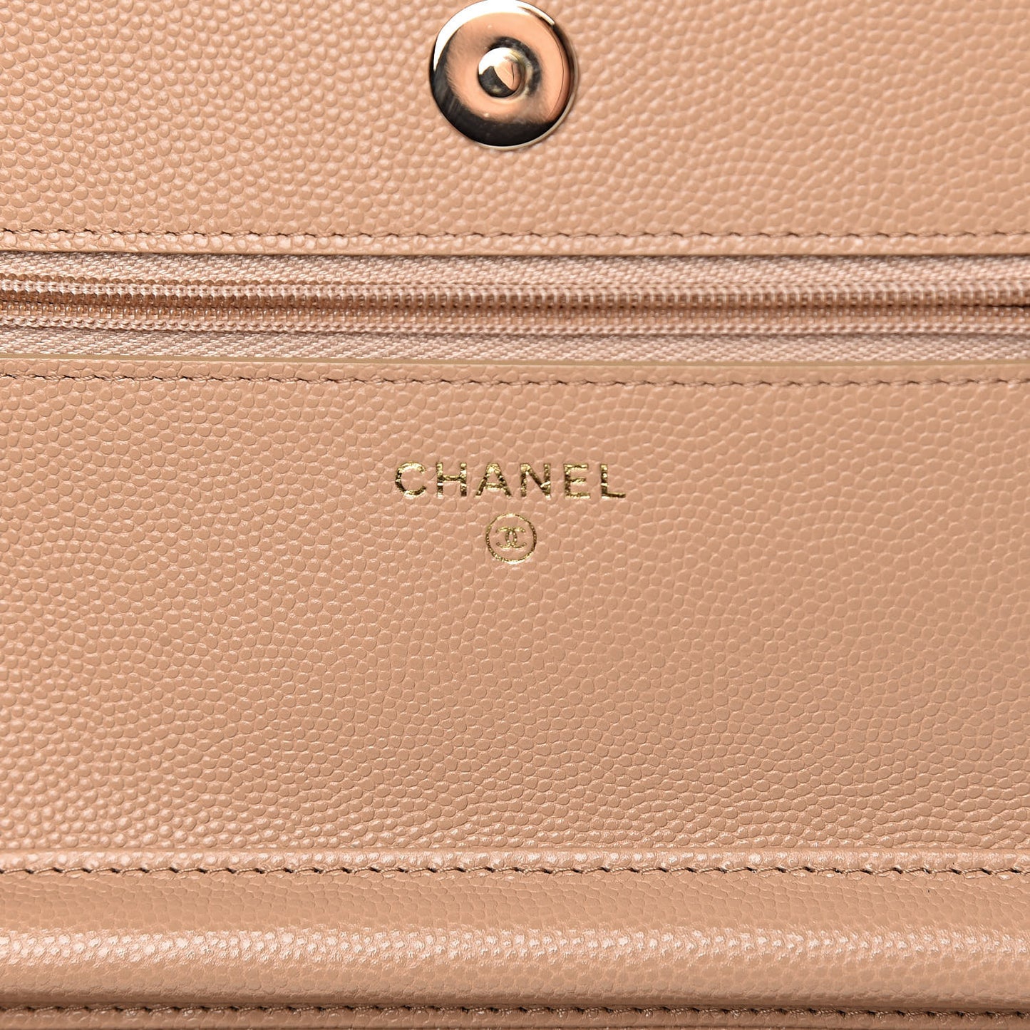 Caviar Quilted Wallet On Chain WOC Beige