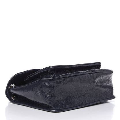 Saint Laurent Crinkled Calfskin Matelasse Monogram Medium Niki Chain Satchel Deep Marine 4 of 11