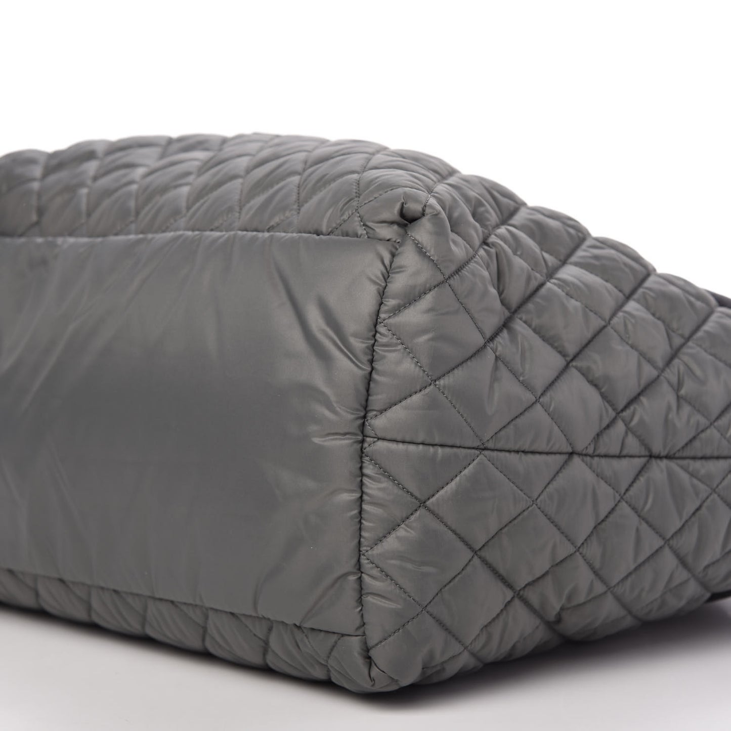 Nylon Quilted Large Coco Cocoon Reversible Tote Black Grey