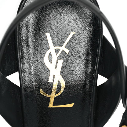 Saint Laurent Calfskin Tribute 75 Platform Sandals 37 Black 7 of 11