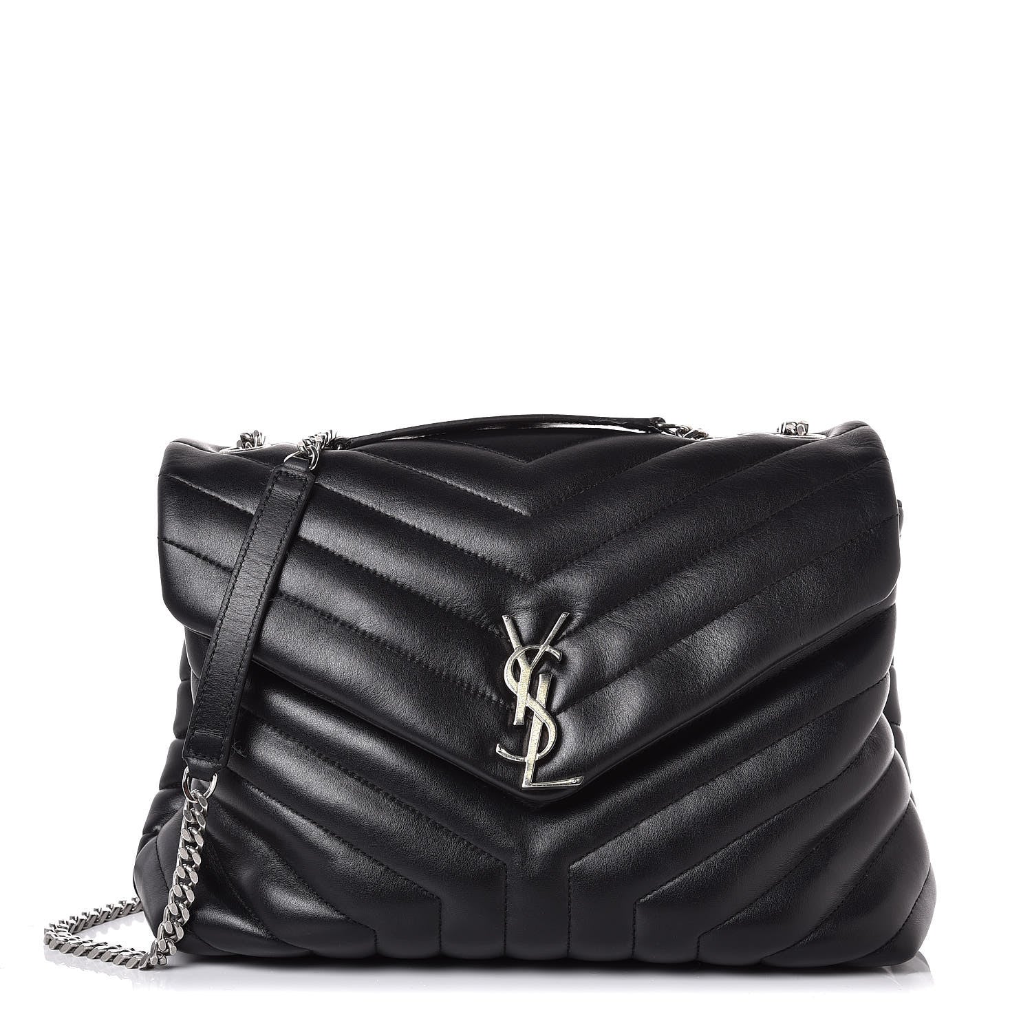 Saint Laurent Calfskin Y Quilted Monogram Medium Loulou Chain Satchel Black 1 of 8