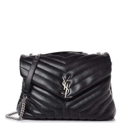 Saint Laurent Calfskin Y Quilted Monogram Medium Loulou Chain Satchel Black 1 of 8