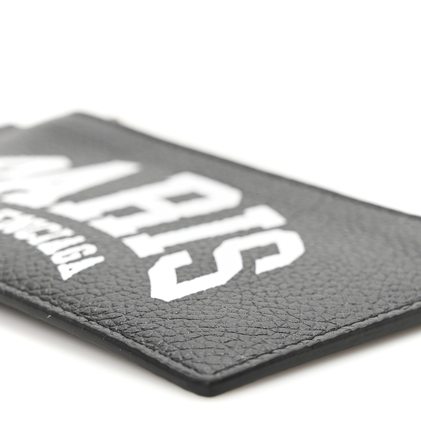 Grained Calfskin Paris Logo Cash Coin Card Holder On Keychain Black