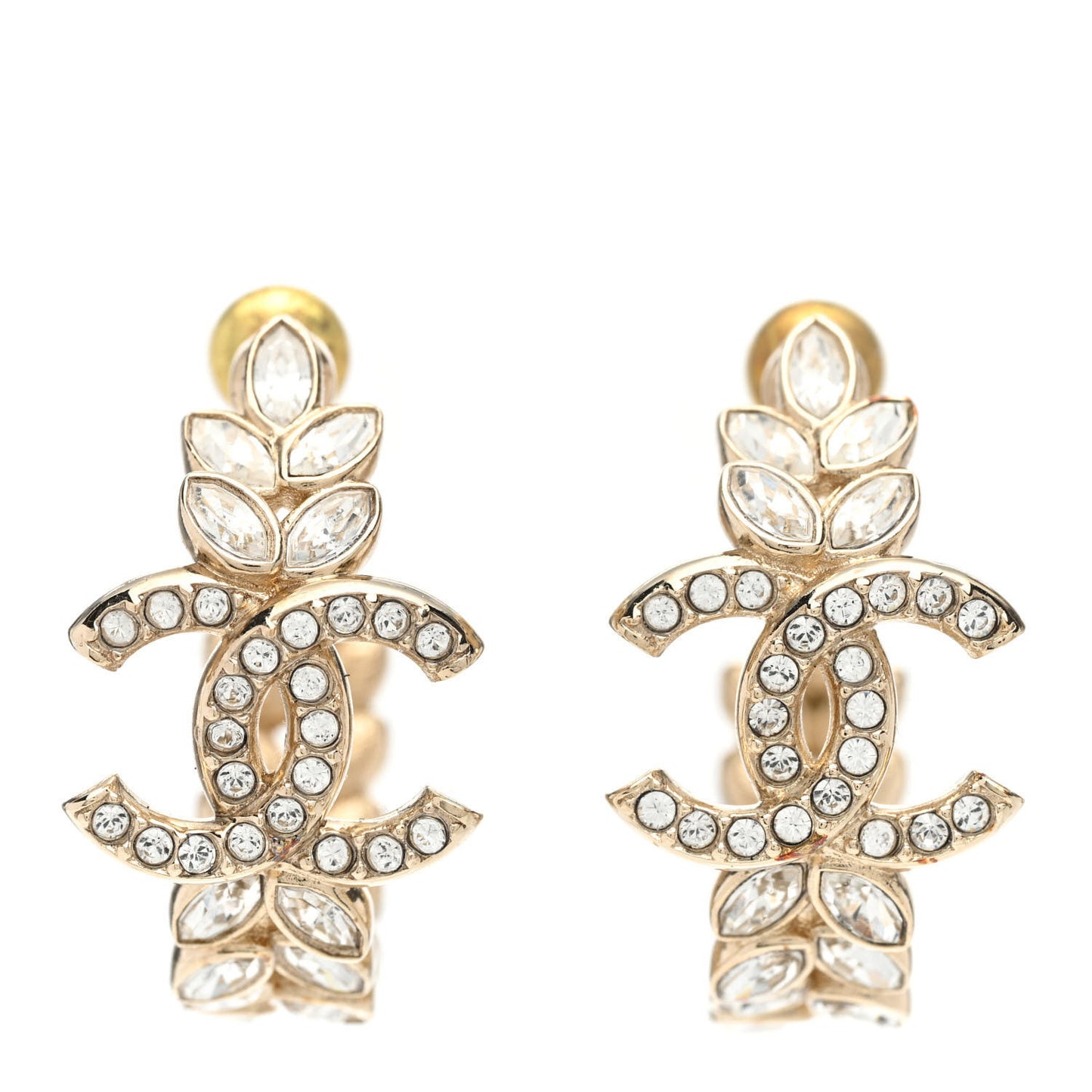 Crystal Sparkling Wheat CC Hoop Earrings Gold