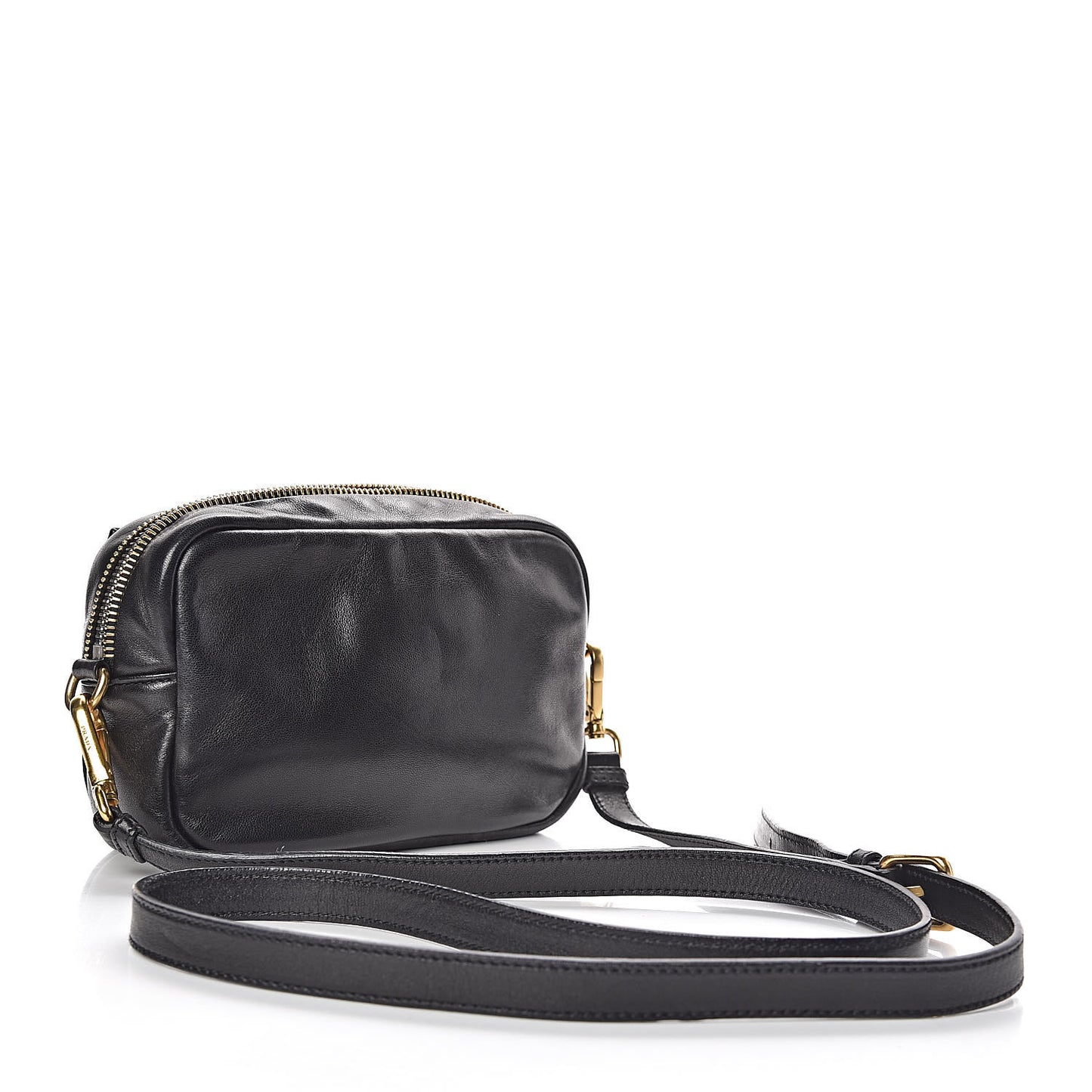 Glace Calfskin Zippers Bow Clutch Black