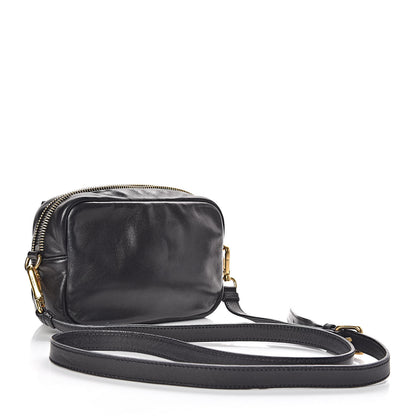Prada Glace Calfskin Zippers Bow Clutch Black 3 of 9