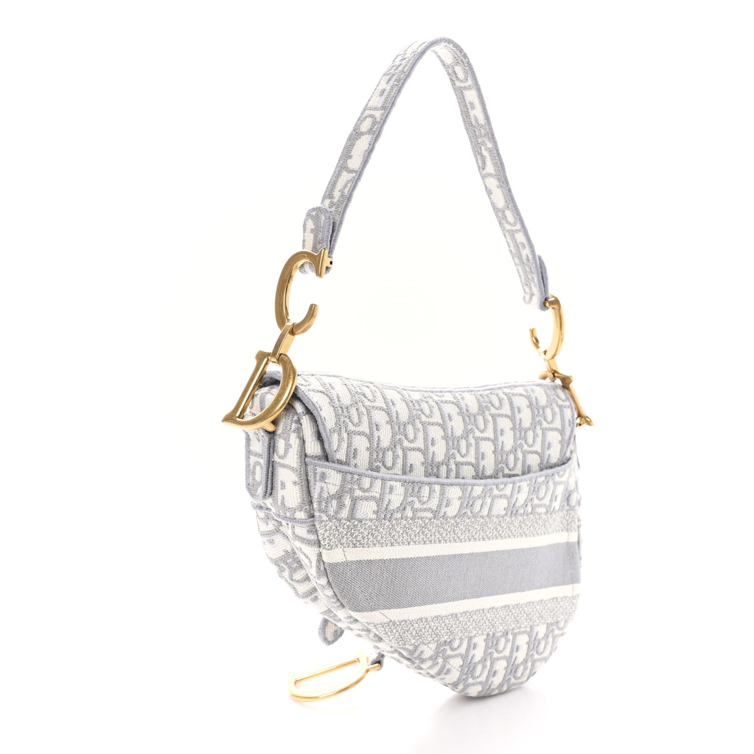 Christian Dior Oblique Embroidered Saddle Bag Gray 3 of 11