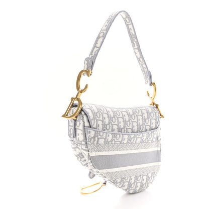 Christian Dior Oblique Embroidered Saddle Bag Gray 3 of 11