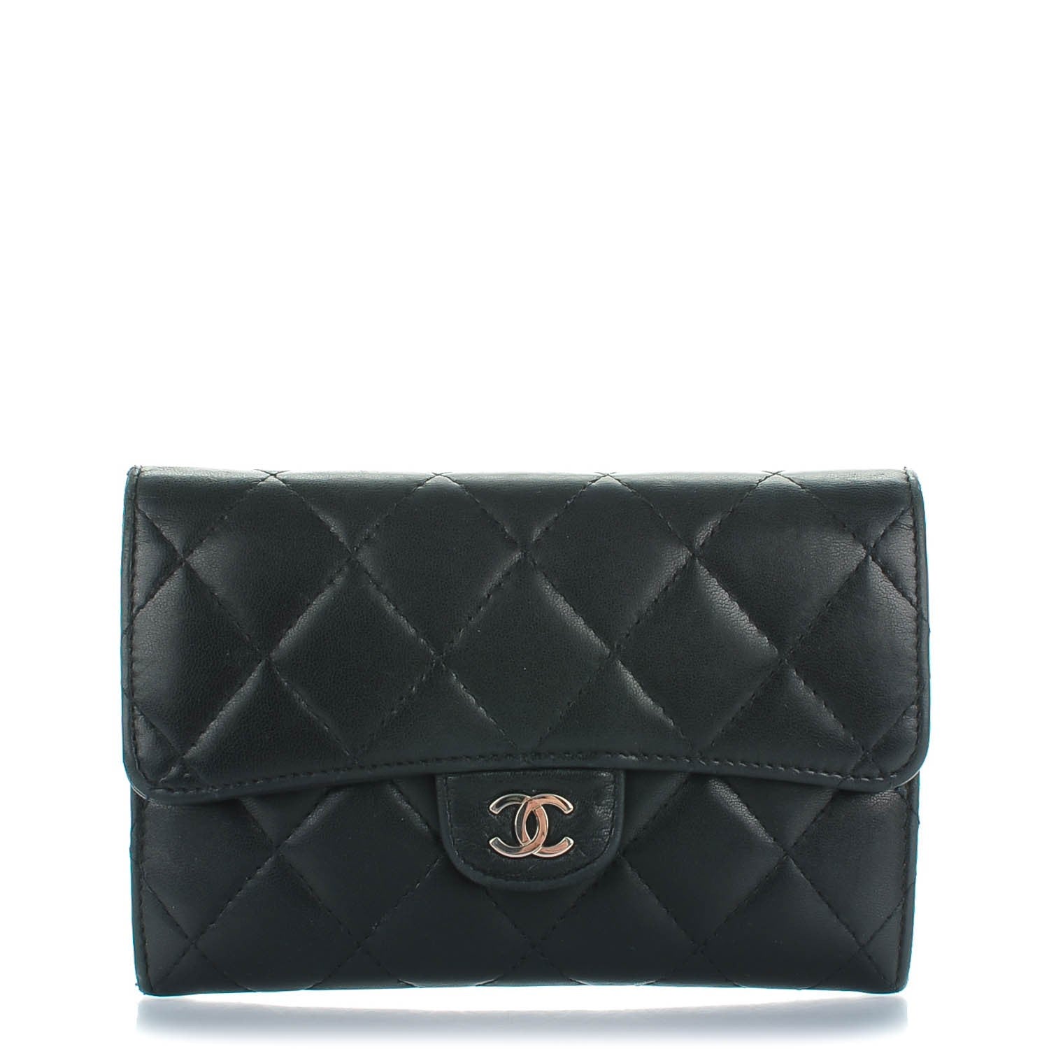 Chanel Lambskin Quilted Small Flap Wallet Black 1 of 8