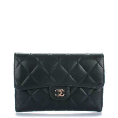 Chanel Lambskin Quilted Small Flap Wallet Black 1 of 8