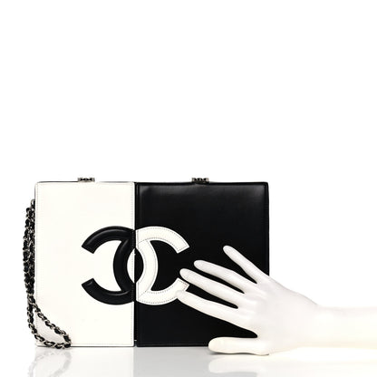 Chanel Lambskin CC Wristlet Clutch Black White 2 of 16