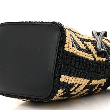 Fendi Raffia Vitello Seta F is Fendi FF Woven Mini Mon Tresor Bucket Bag Black Natural 8 of 9