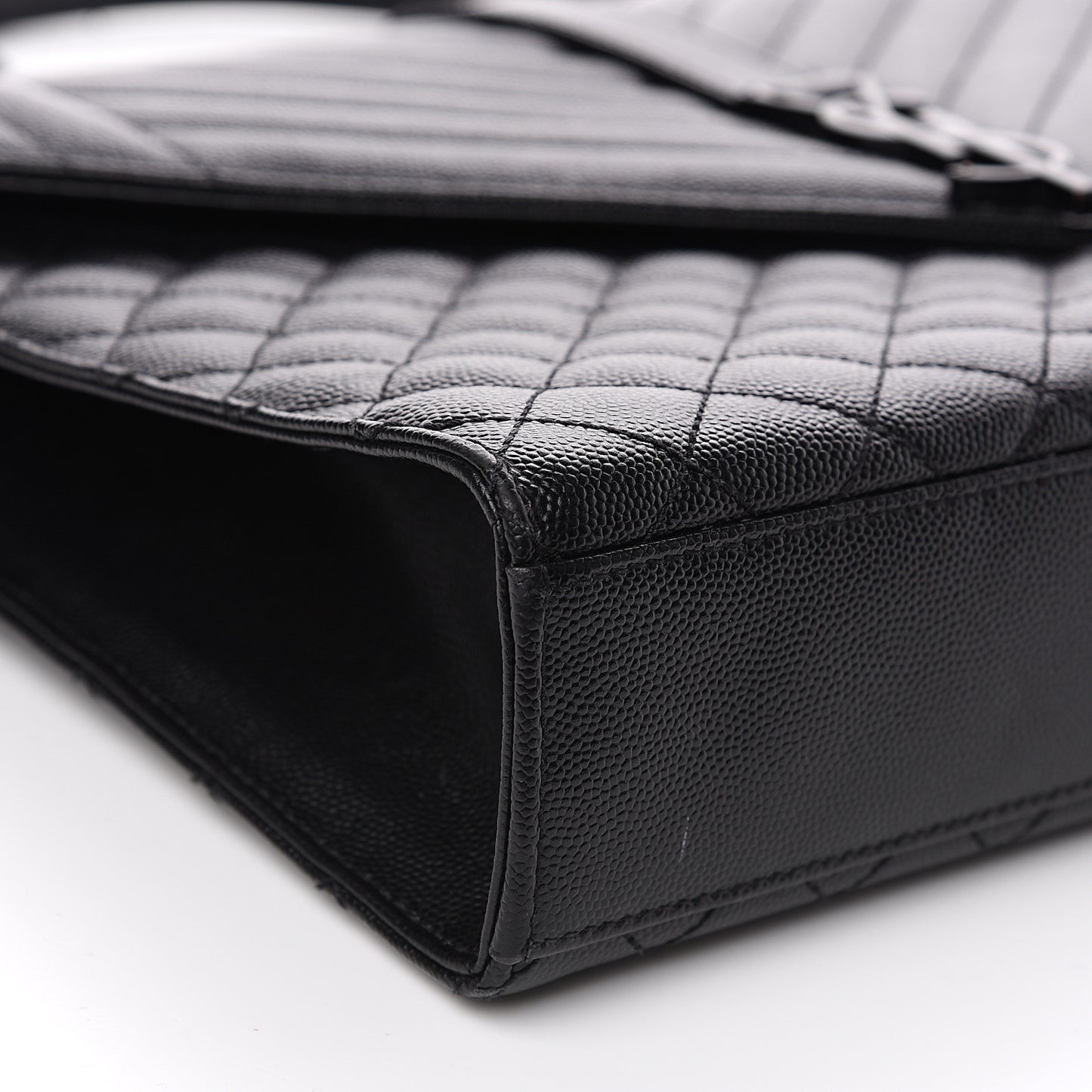 Grain De Poudre Textured Mixed Matelasse Large Triquilt Monogram Monochrome Satchel Black