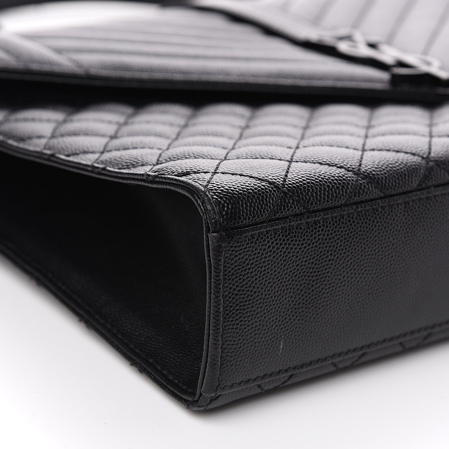Saint Laurent Grain De Poudre Textured Mixed Matelasse Large Triquilt Monogram Monochrome Satchel Black 7 of 13