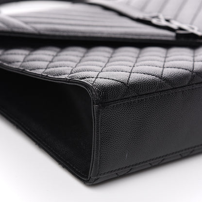 Saint Laurent Grain De Poudre Textured Mixed Matelasse Large Triquilt Monogram Monochrome Satchel Black 7 of 13