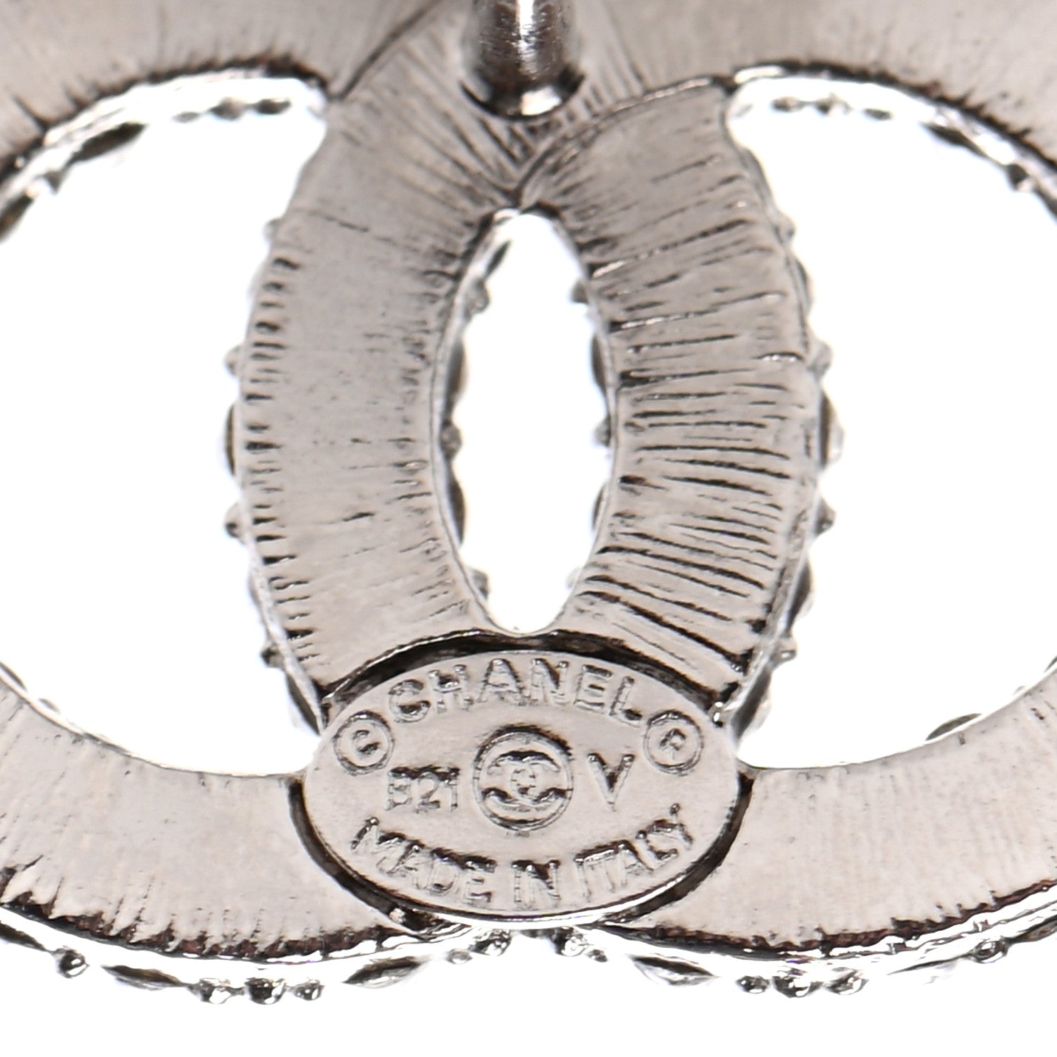 Chanel Crystal CC Earrings Silver 4 of 4