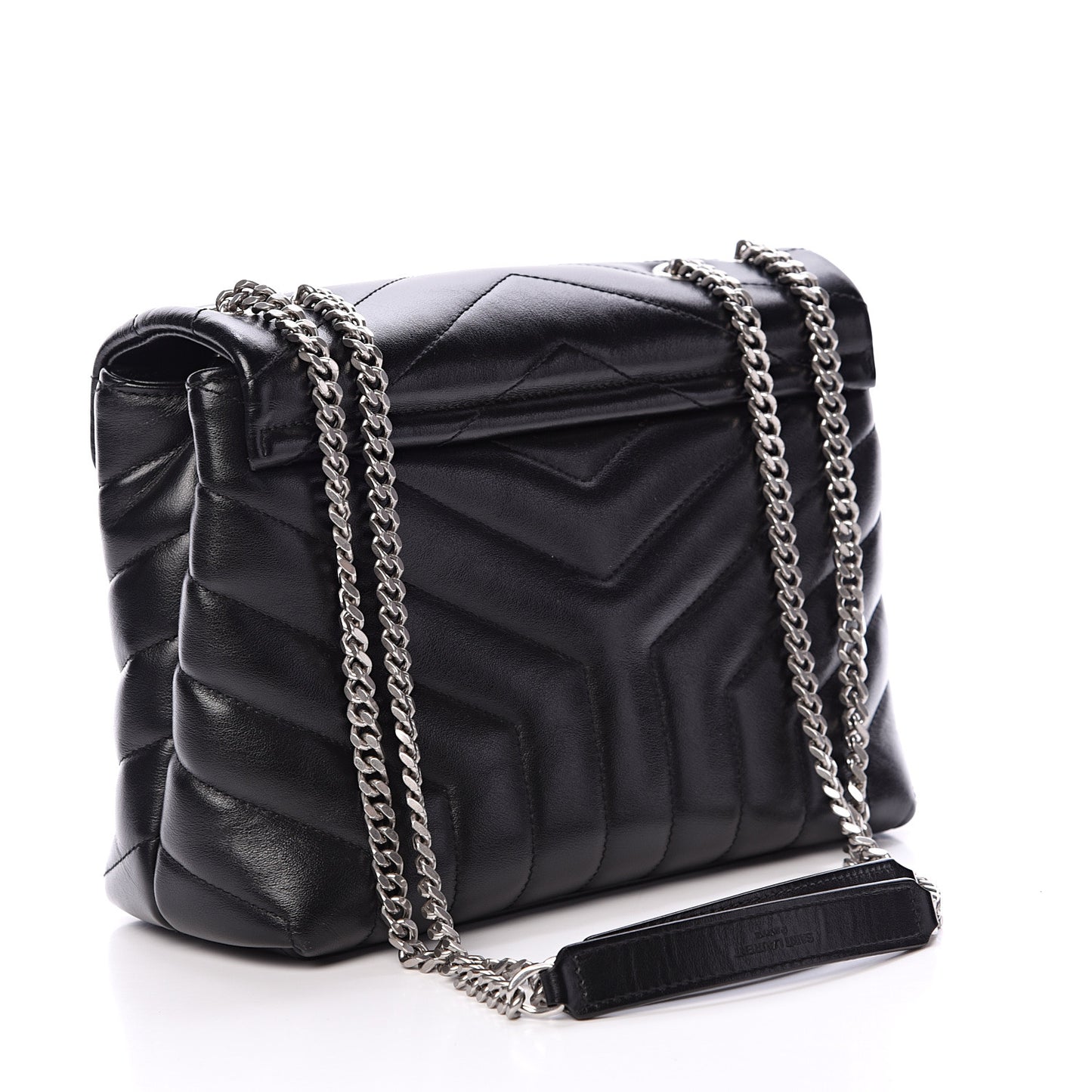 Calfskin Y Quilted Monogram Small Loulou Chain Satchel Black