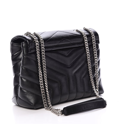 Saint Laurent Calfskin Y Quilted Monogram Small Loulou Chain Satchel Black 2 of 9