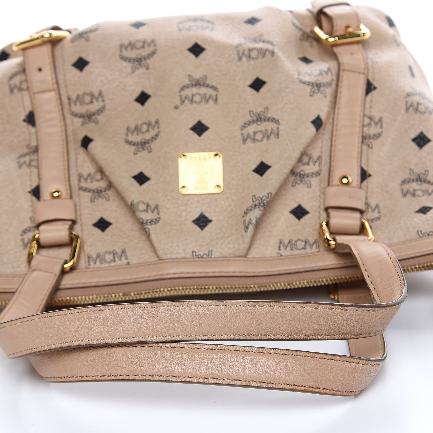 MCM Visetos Medium Essentials Shopper Tote Beige 11 of 17