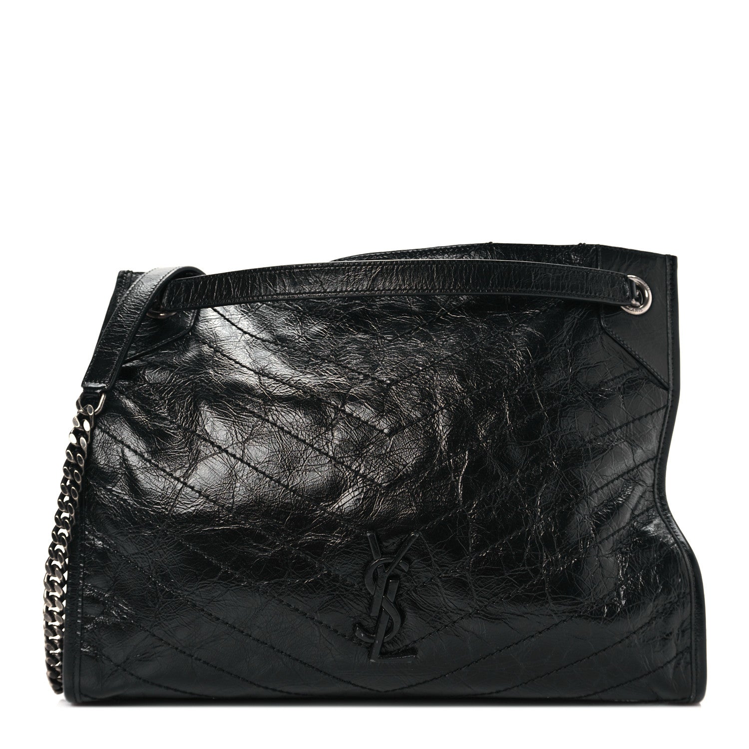 Saint Laurent Crinkled Calfskin Matelasse Monogram Medium Niki Shopper Tote Black 1 of 11