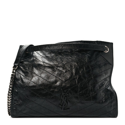 Saint Laurent Crinkled Calfskin Matelasse Monogram Medium Niki Shopper Tote Black 1 of 11