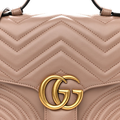 Gucci Calfskin Matelasse Small GG Marmont Top Handle Shoulder Bag Porcelain Rose 7 of 10