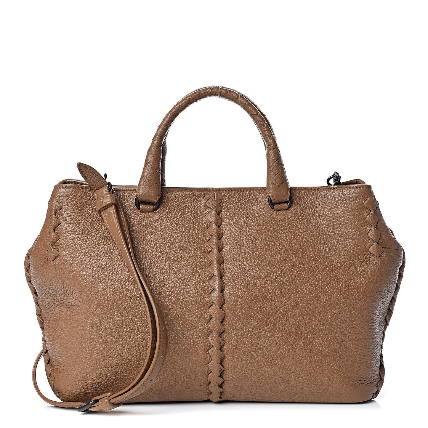 Cervo Deerskin Braided Tote Camel