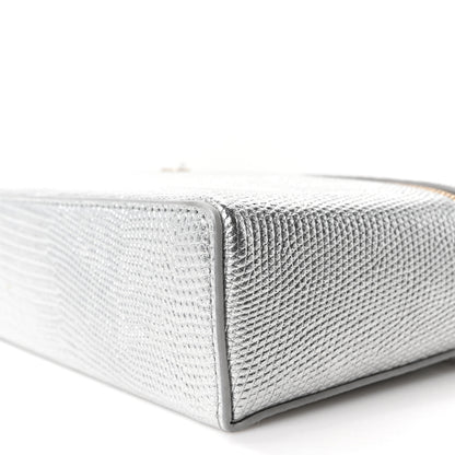 Chanel Lizard Embossed Top Handle Slim Vanity With Chain Silver 10 of 10