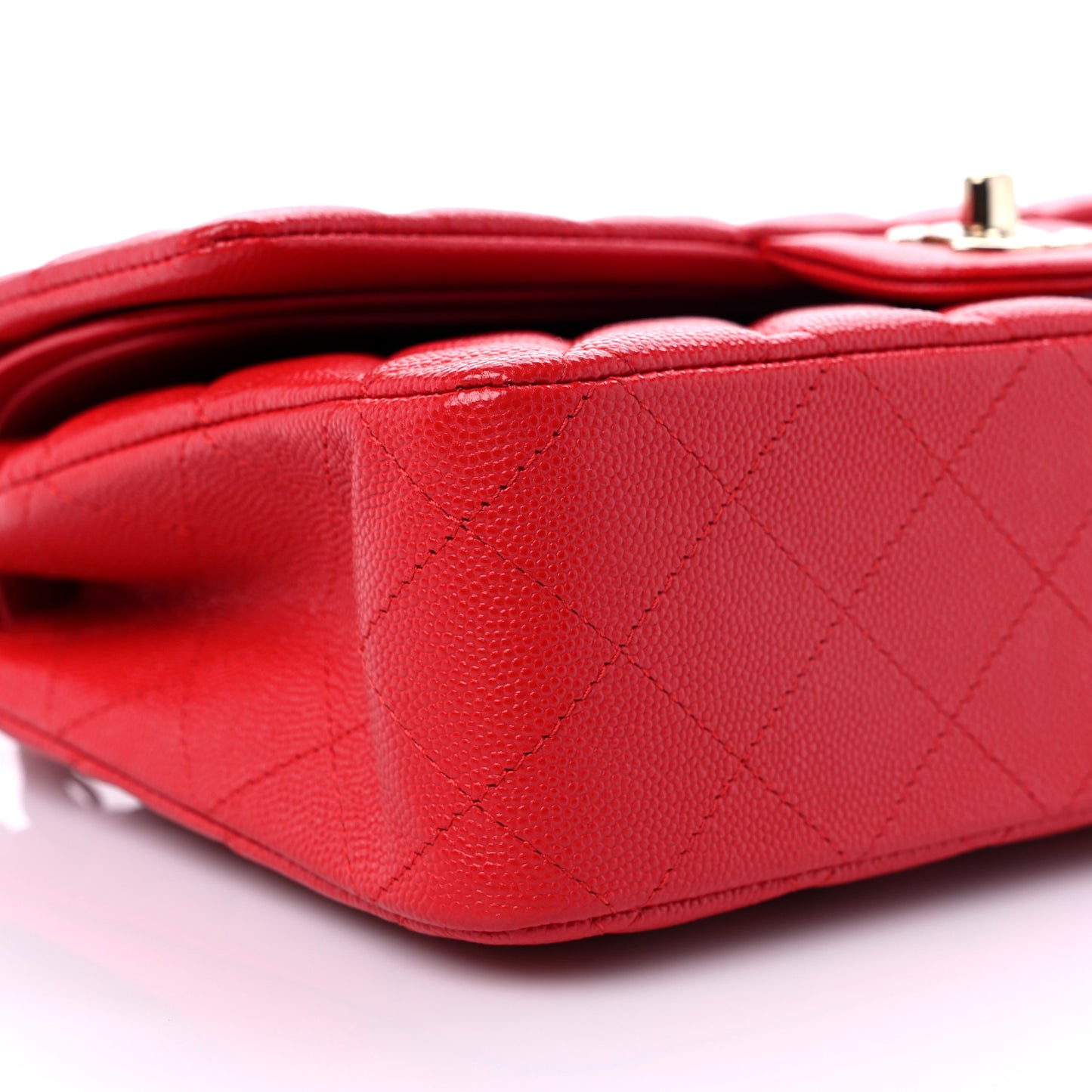 Caviar Quilted Medium Double Flap Red