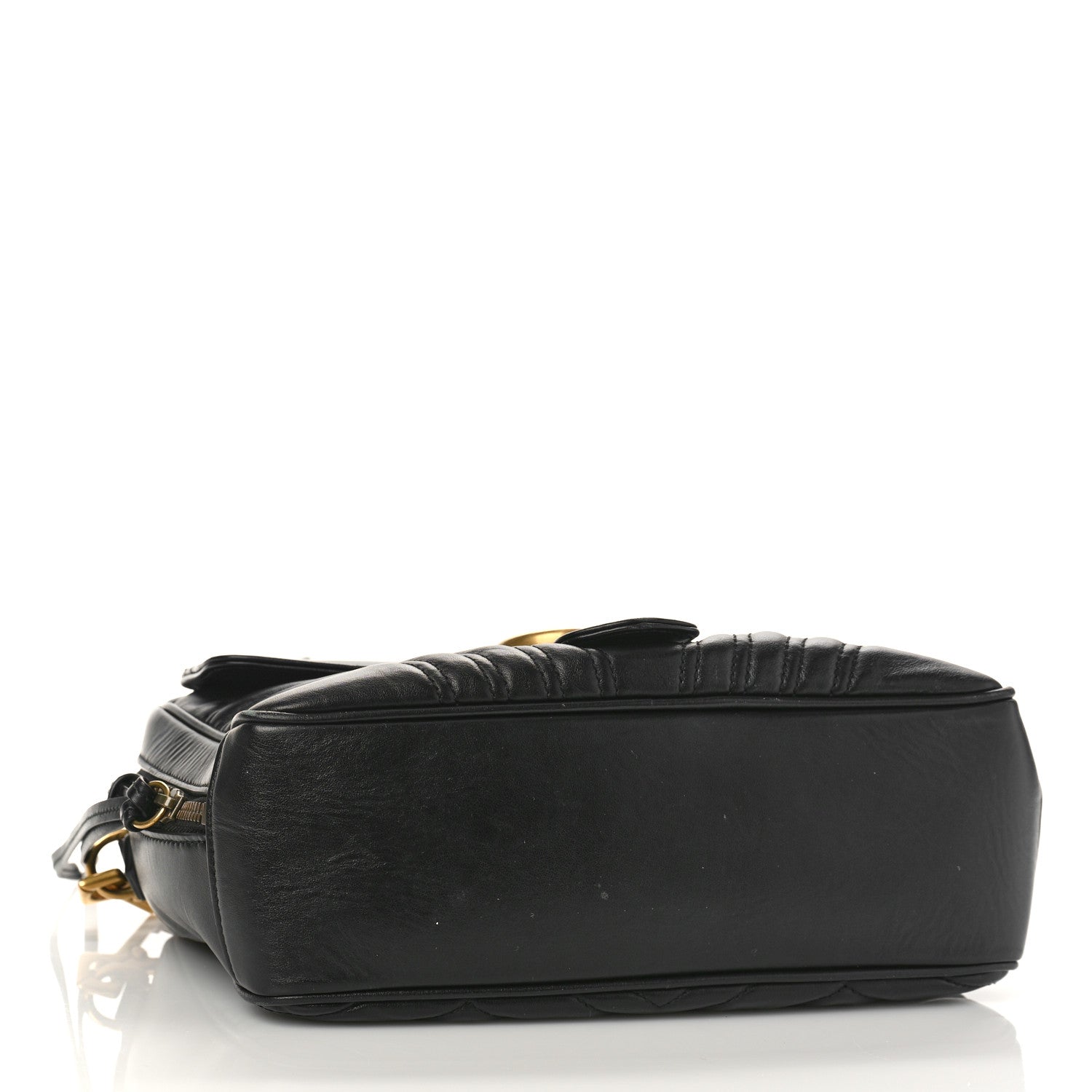 Gucci Calfskin Matelasse Sylvie Web Small GG Marmont Top Handle Shoulder Bag Black 4 of 9